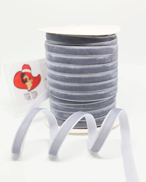 ริบบิ้นผ้ากำมะหยี่ขนาดกว้าง 10 มิล สีเทา