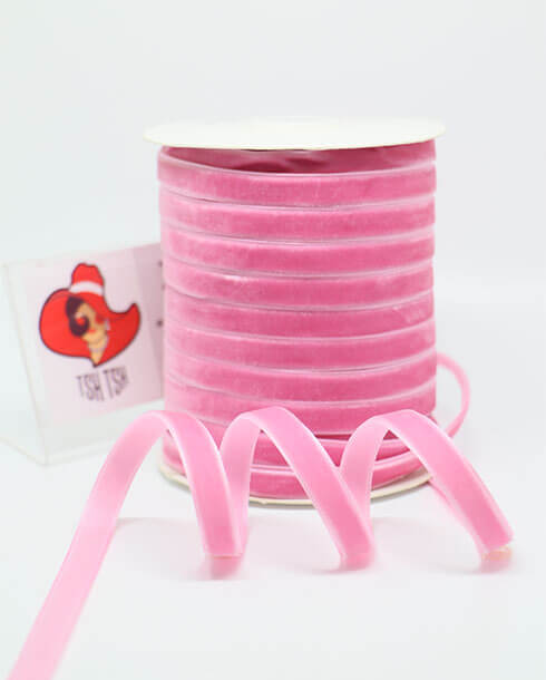 ริบบิ้นผ้ากำมะหยี่ขนาดกว้าง 10 มิล สีชมพู