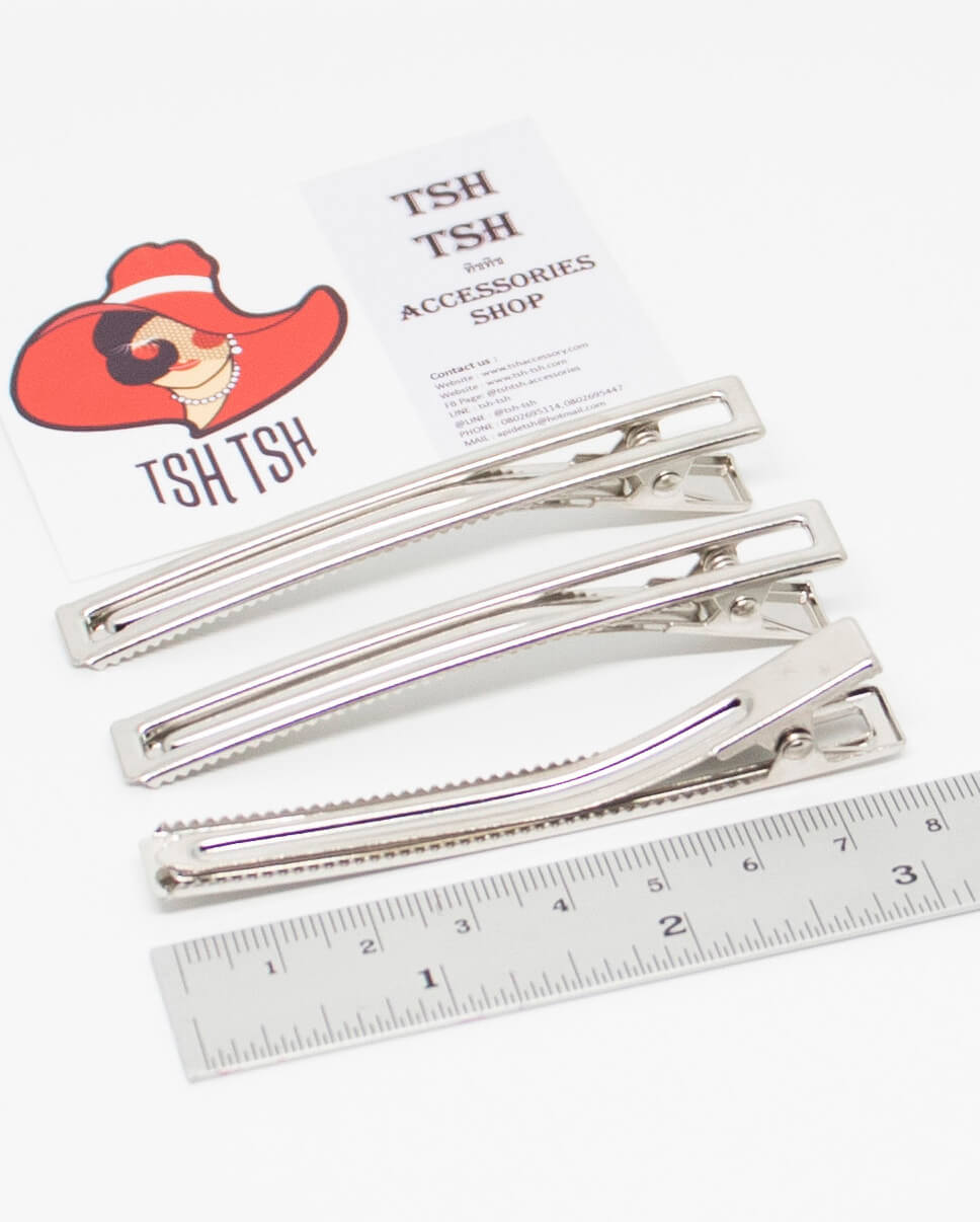 กิ๊บปากเป็ดสี่เหลี่ยมมีร่อง 8 ซม. เกรด A สีเงิน