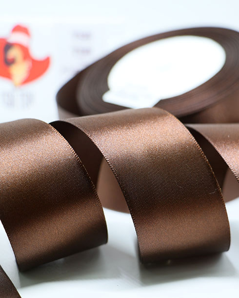 1.5 Inches Satin Ribbon Double Face 25 Yards Dark Brown Color No.32#