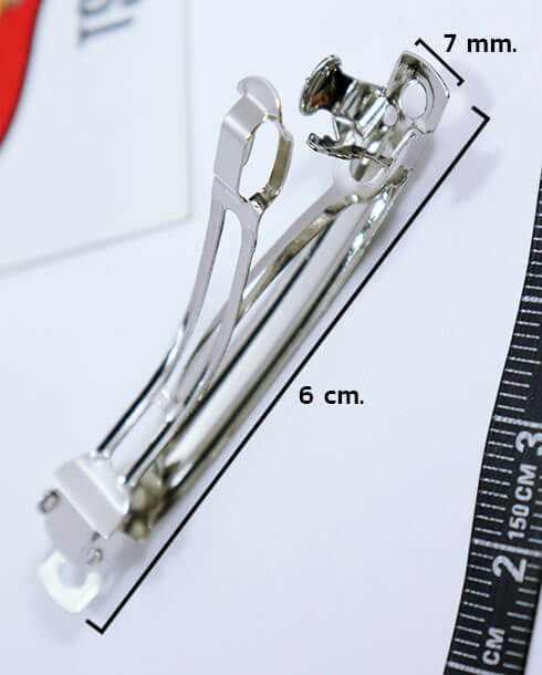 6 cm. Spring Hair Clip Silver Color