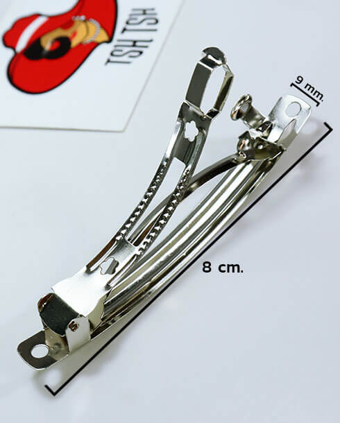 8 cm. Spring Hair Clip Silver Color