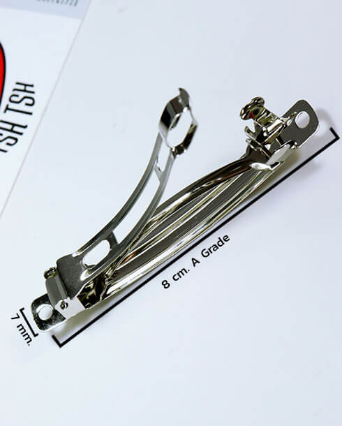 8 cm. Spring Hair Clip  A Grade Silver Color