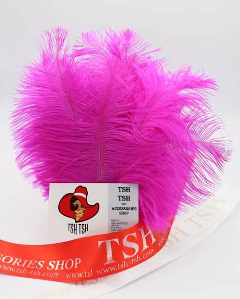 ขนนกกระจอกเทศแบบก้านขนาดเล็ก (20-25 ซม.) สีบานเย็น